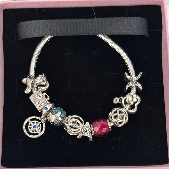 Pandora Silver and Pink Charm Bracelet - Picture 2 of 7